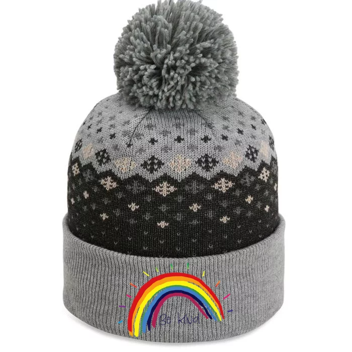 Kindness Rainbow Positive Message Be Kind The Baniff Cuffed Pom Beanie