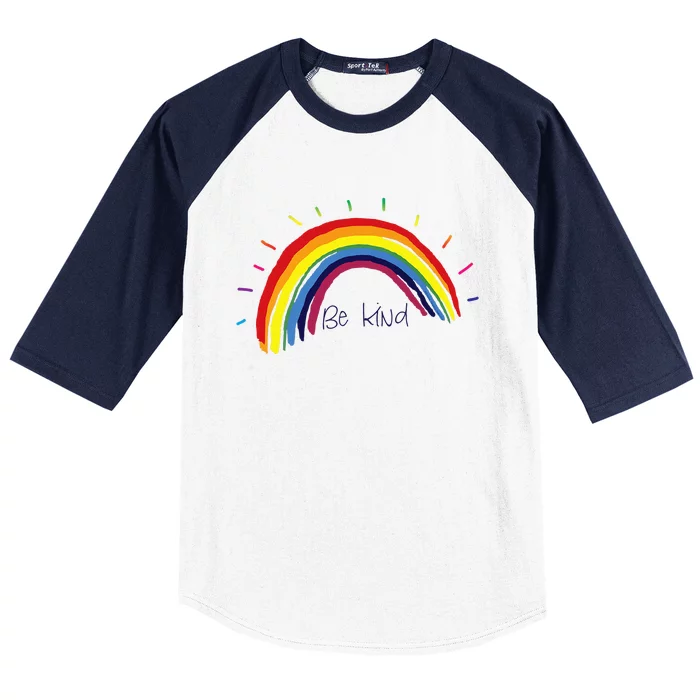 Kindness Rainbow Positive Message Be Kind Baseball Sleeve Shirt