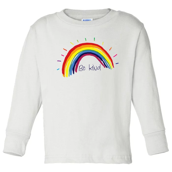 Kindness Rainbow Positive Message Be Kind Toddler Long Sleeve Shirt