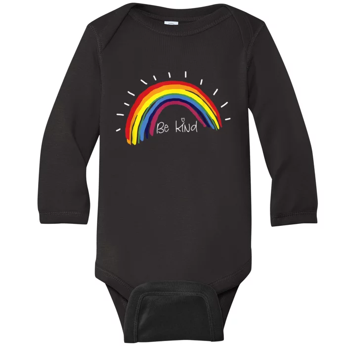 Kindness Rainbow Positive Message Be Kind Baby Long Sleeve Bodysuit