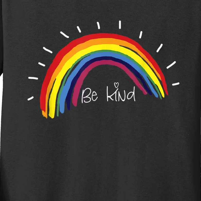 Kindness Rainbow Positive Message Be Kind Kids Long Sleeve Shirt