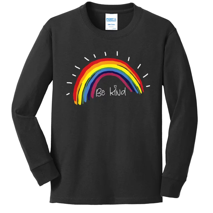 Kindness Rainbow Positive Message Be Kind Kids Long Sleeve Shirt