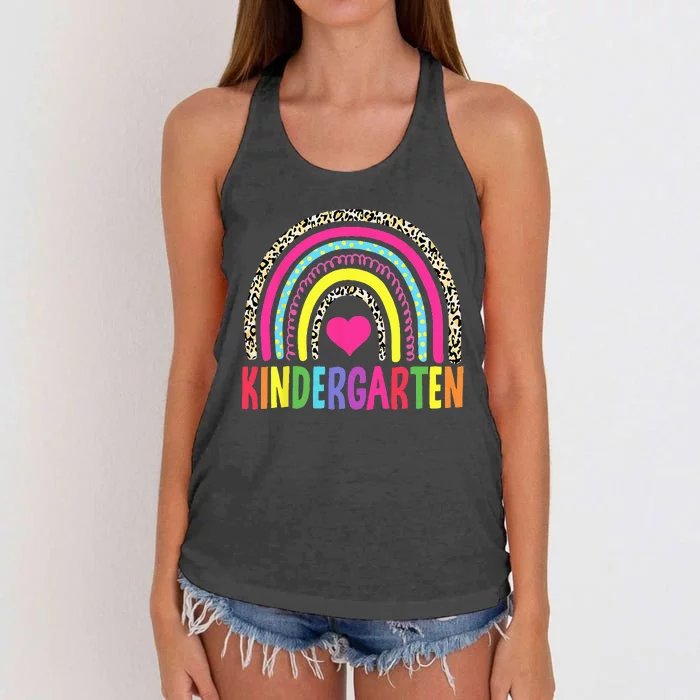 Kindergarten Rainbow Squad Teacher Women's Knotted Racerback Tank