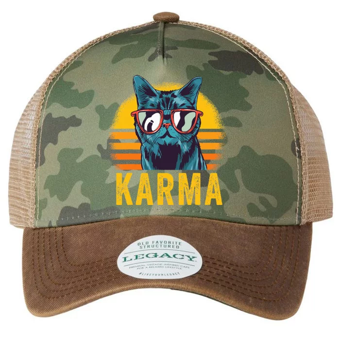 Karma Retro Sunset Cat Lover Legacy Tie Dye Trucker Hat