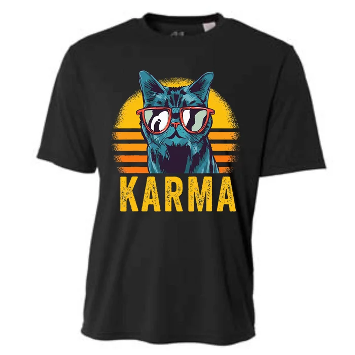 Karma Retro Sunset Cat Lover Cooling Performance Crew T-Shirt