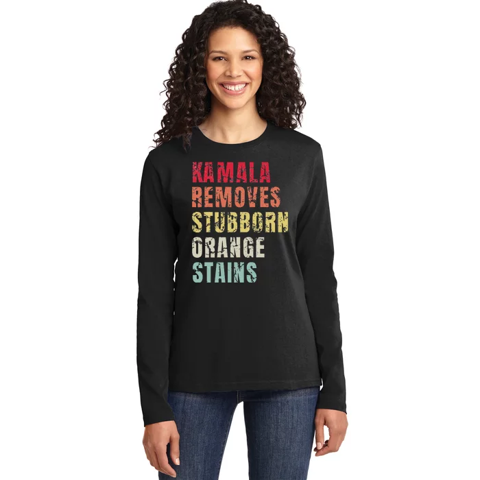 Kamala Removes Stubborn Orange Stains Kamala Harris 2024 Ladies Long Sleeve Shirt