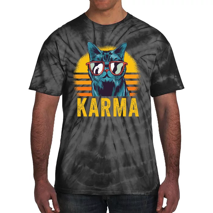 Karma Retro Sunset Cat Lover Tie-Dye T-Shirt