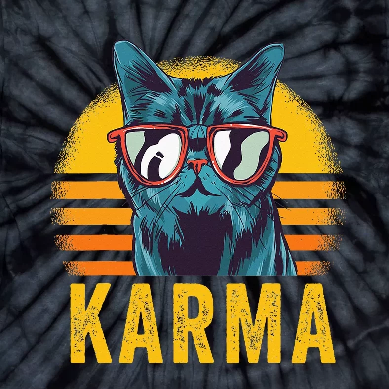 Karma Retro Sunset Cat Lover Tie-Dye T-Shirt