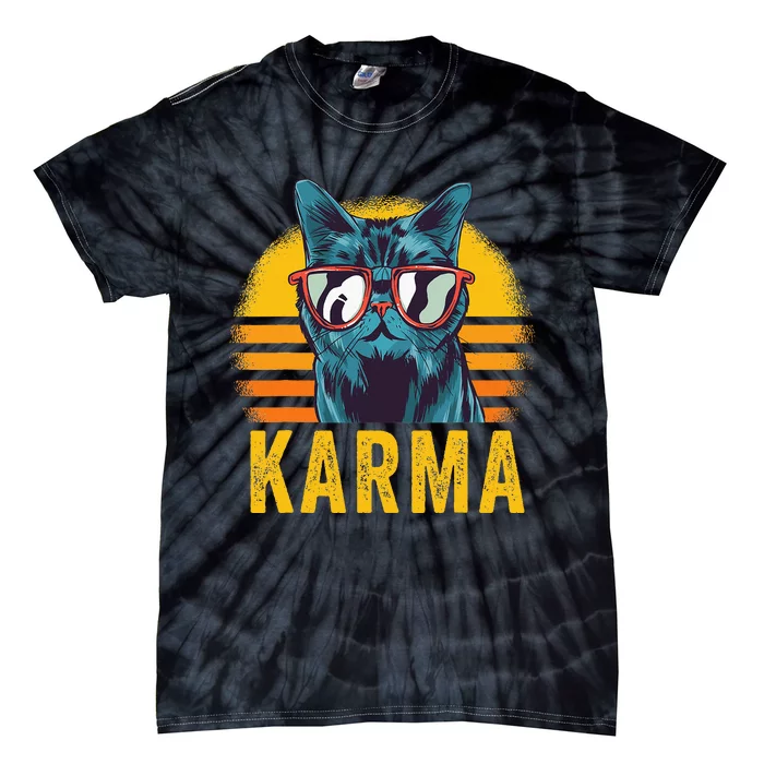 Karma Retro Sunset Cat Lover Tie-Dye T-Shirt