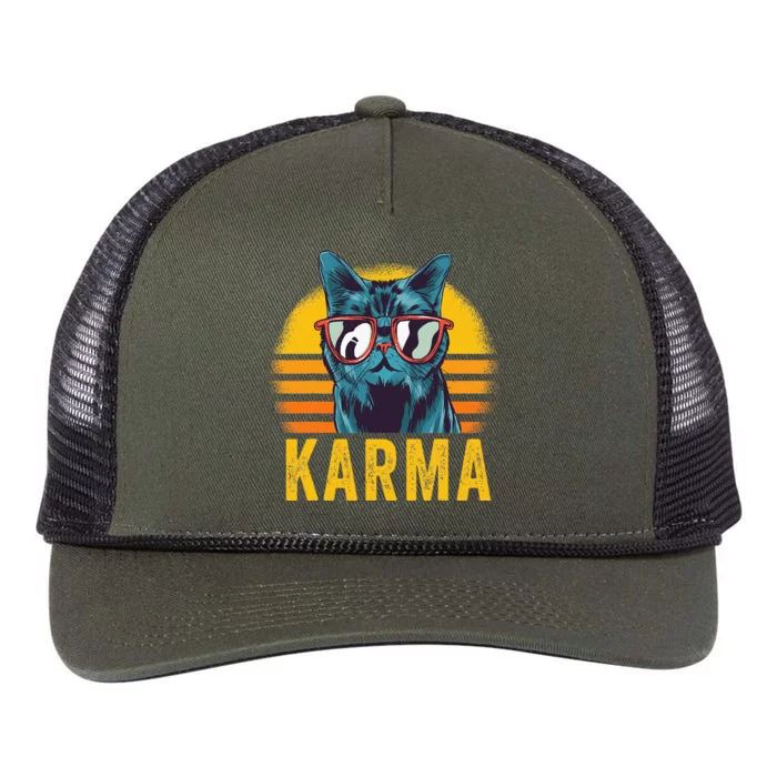 Karma Retro Sunset Cat Lover Retro Rope Trucker Hat Cap