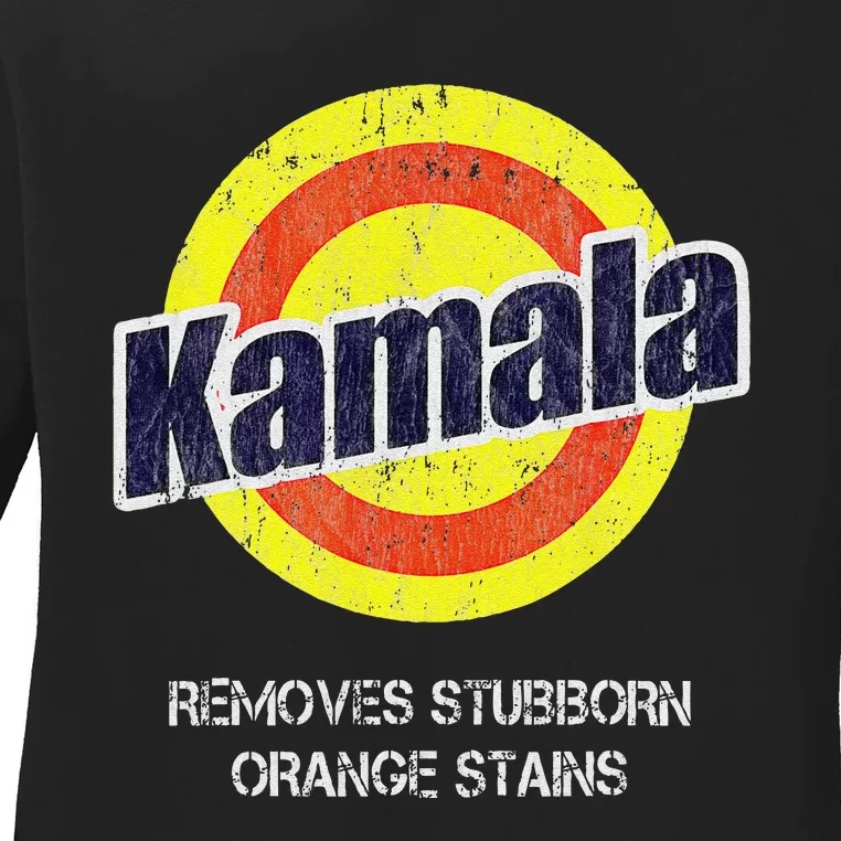 Kamala Removes Stubborn Orange Stains Kamala Harris 2024 Ladies Long Sleeve Shirt