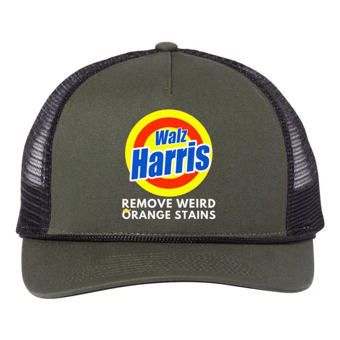 Kamala Removes Stubborn Orange Stains Harris Walz Waltz Retro Rope Trucker Hat Cap