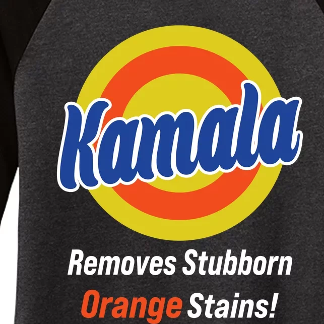 Kamala Removes Stubborn Orange Stains Women's Tri-Blend 3/4-Sleeve Raglan Shirt