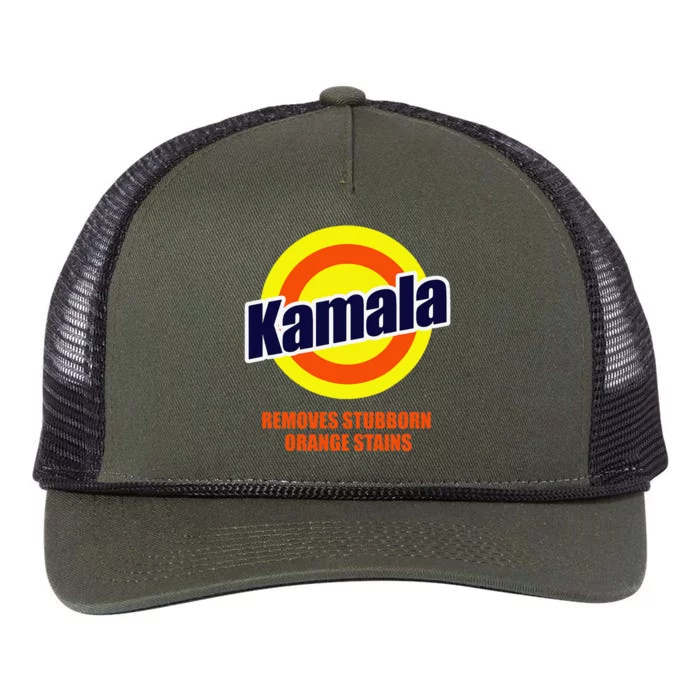 Kamala Removes Stubborn Orange Stains Funny Democrat Retro Rope Trucker Hat Cap