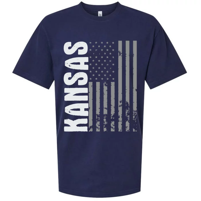 Kansas Retro Style Distressed Usa Flag Patriot Sueded Cloud Jersey T-Shirt