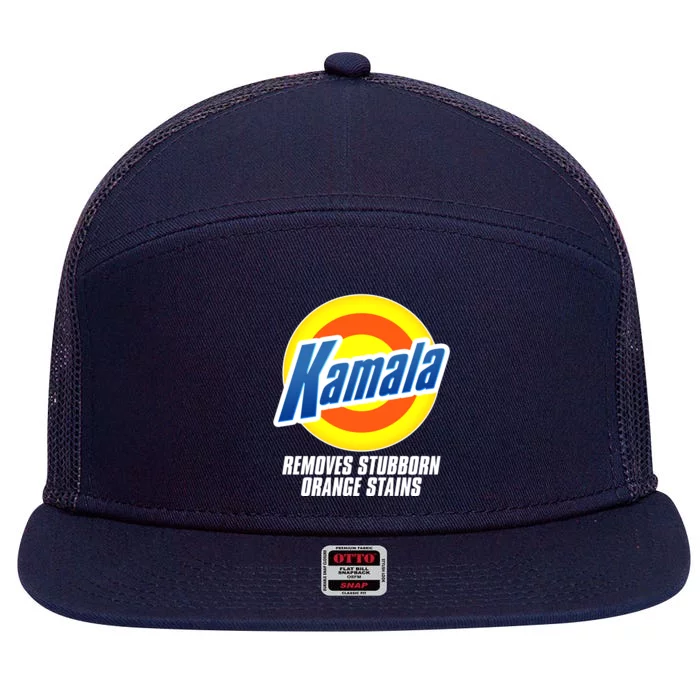 Kamala Removes Stubborn Orange Stains Vote Kamala Harris 2024 7 Panel Mesh Trucker Snapback Hat