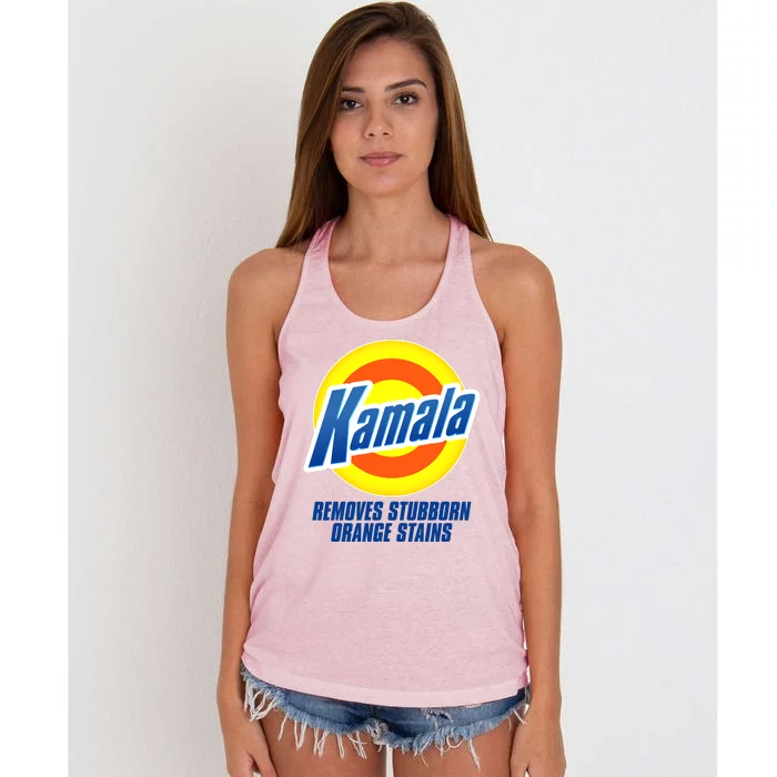 Kamala Removes Stubborn Orange Stains Vote Kamala Harris 2024 Women's Knotted Racerback Tank