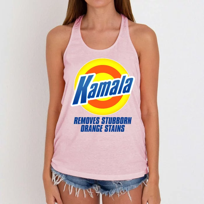 Kamala Removes Stubborn Orange Stains Vote Kamala Harris 2024 Women's Knotted Racerback Tank