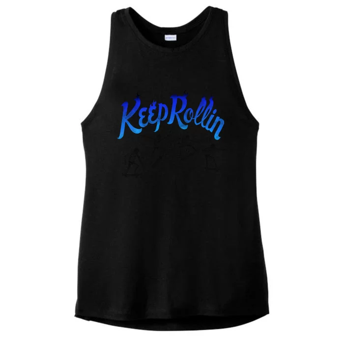 Keep Rollin Skeletons Skateboarding Halloween Meaningful Gift Ladies Tri-Blend Wicking Tank