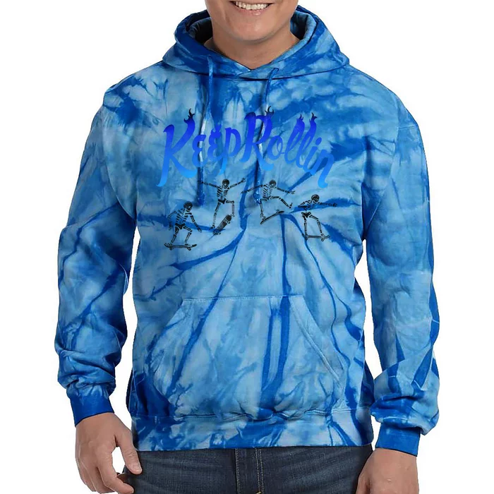 Keep Rollin Skeletons Skateboarding Halloween Meaningful Gift Tie Dye Hoodie