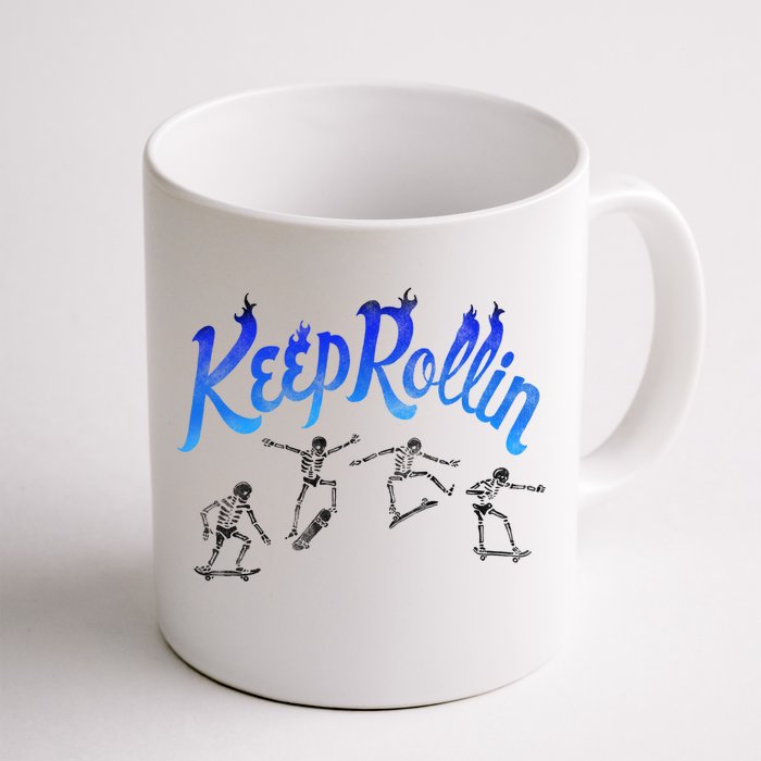 Keep Rollin Skeletons Skateboarding Halloween Meaningful Gift Front & Back Coffee Mug