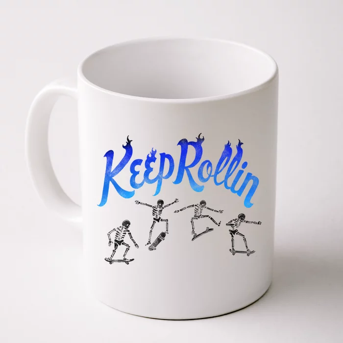 Keep Rollin Skeletons Skateboarding Halloween Meaningful Gift Front & Back Coffee Mug