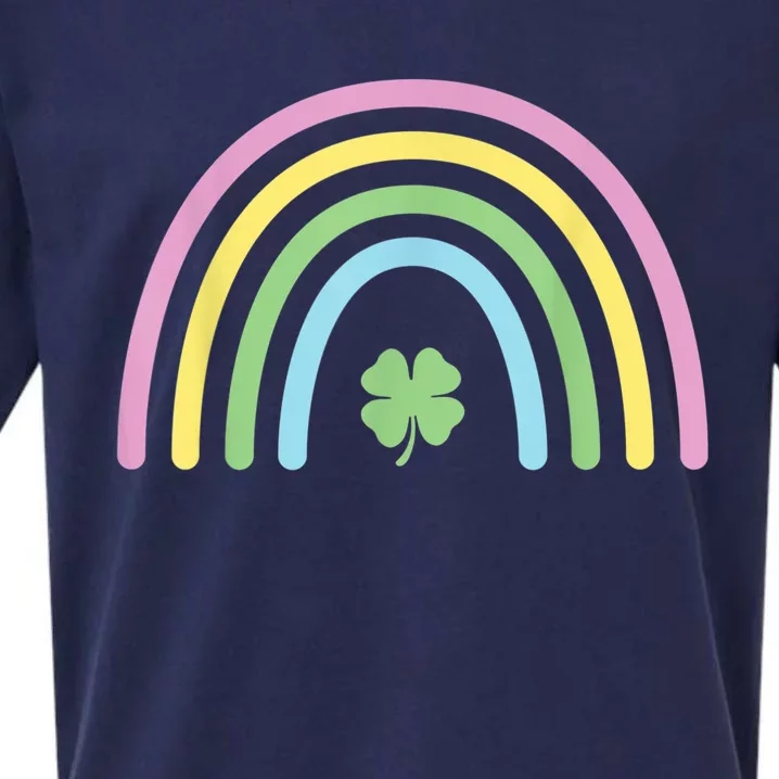 Kids Rainbow Shamrock St Patricks Day Womens Girls Sueded Cloud Jersey T-Shirt