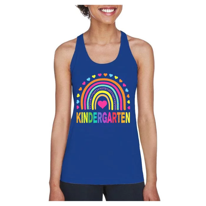 Kindergarten Rainbow Teacher Team Kinder Squad Women's Racerback Tank