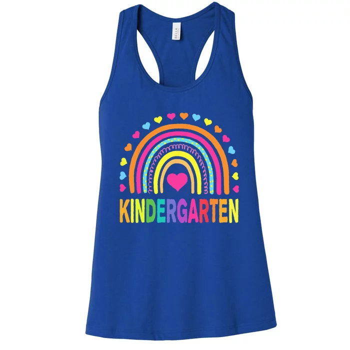 Kindergarten Rainbow Teacher Team Kinder Squad Women's Racerback Tank