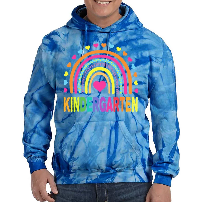 Kindergarten Rainbow Teacher Team Kinder Squad Tie Dye Hoodie