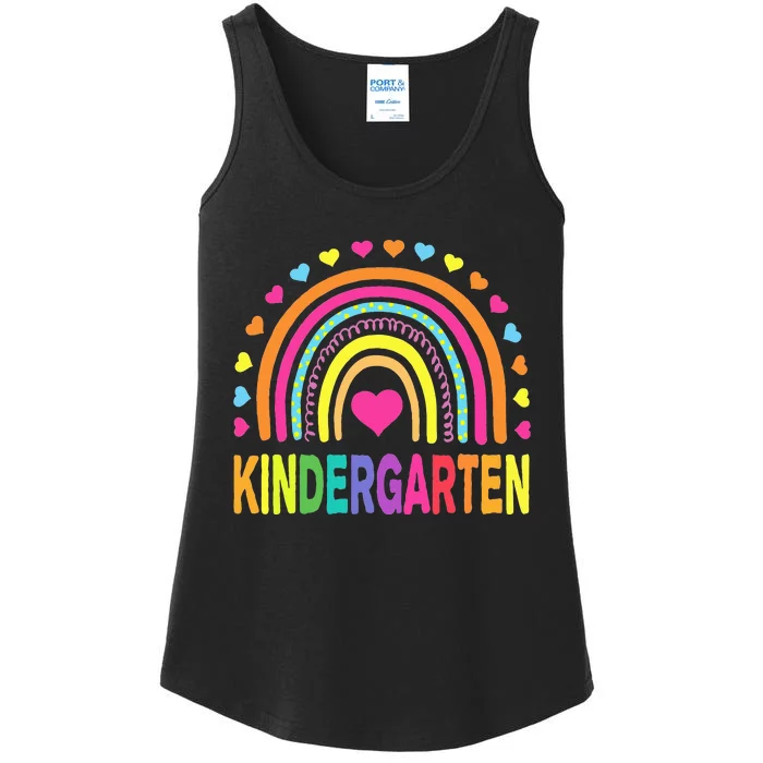 Kindergarten Rainbow Teacher Team Kinder Squad Ladies Essential Tank