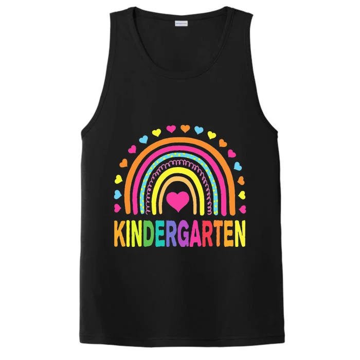 Kindergarten Rainbow Teacher Team Kinder Squad Performance Tank