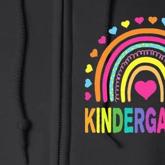 Kindergarten Rainbow Teacher Team Kinder Squad Full Zip Hoodie