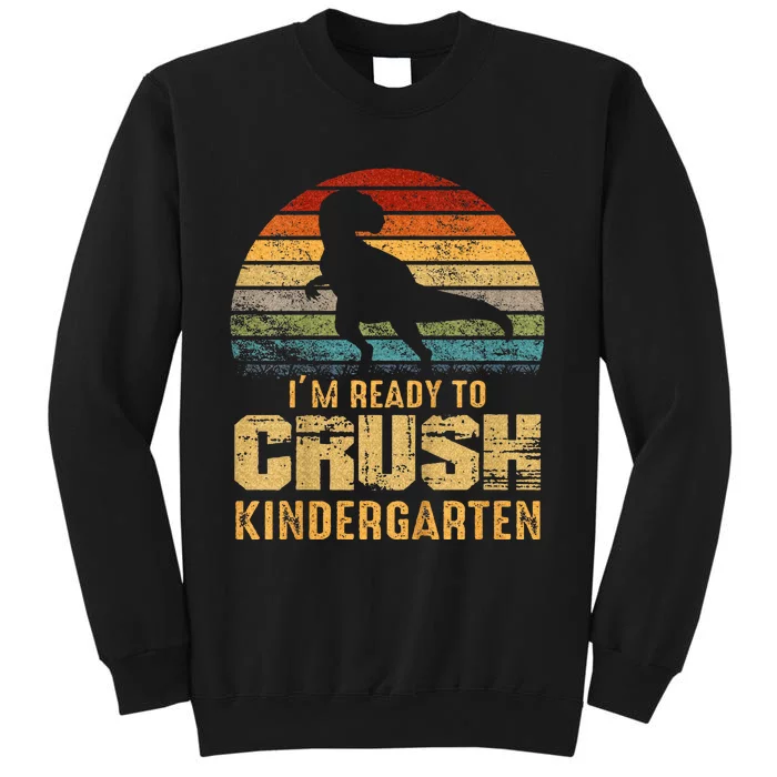 Kids Ready To Crush Kindergarten T Rex Dinosaur Tall Sweatshirt