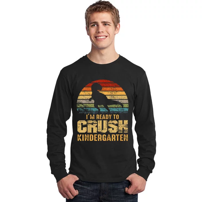 Kids Ready To Crush Kindergarten T Rex Dinosaur Tall Long Sleeve T-Shirt