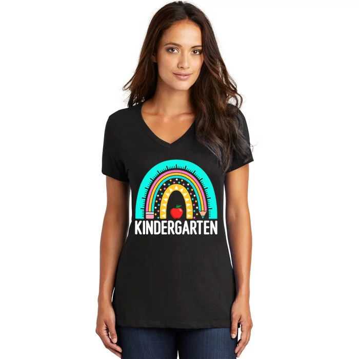 Kindergarten Rainbow Teacher Team Kindergarten Crew Girl Boy Women's V-Neck T-Shirt