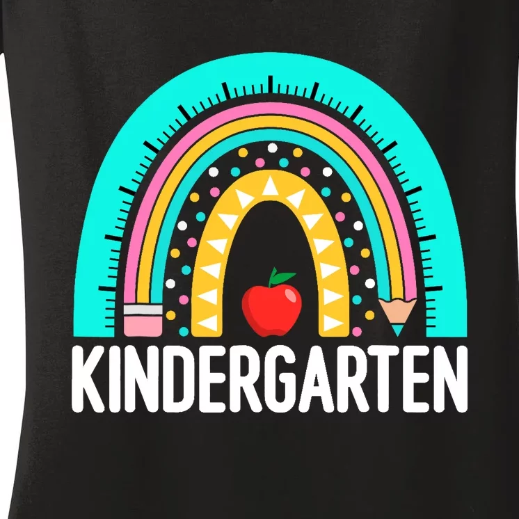 Kindergarten Rainbow Teacher Team Kindergarten Crew Girl Boy Women's V-Neck T-Shirt