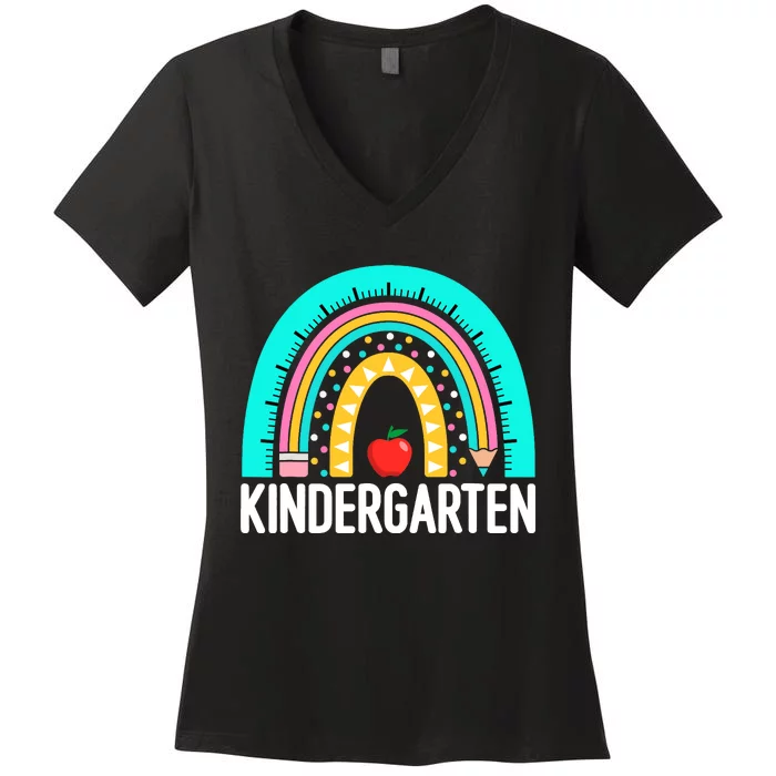 Kindergarten Rainbow Teacher Team Kindergarten Crew Girl Boy Women's V-Neck T-Shirt