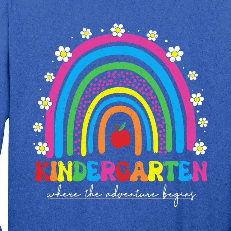 Kindergarten Rainbow Teachers Team Kindergarten Squad Groovy Gift Tall Long Sleeve T-Shirt