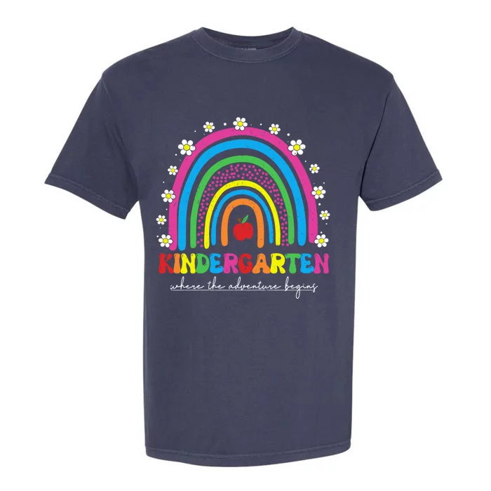 Kindergarten Rainbow Teachers Team Kindergarten Squad Groovy Gift Garment-Dyed Heavyweight T-Shirt