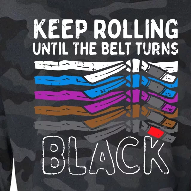 Keep Rolling Until Belt Turns Black Jiu Jitsu BJJ Sport Gift Cropped Pullover Crew