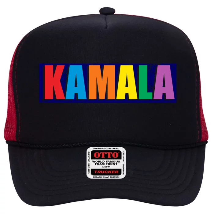 Kamala Retro Vintage Harris Political Campaign For President Gift High Crown Mesh Trucker Hat