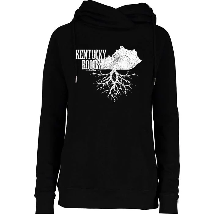 Kentucky Roots Vintage Usa Patriotic Pride State Map Womens Funnel Neck Pullover Hood