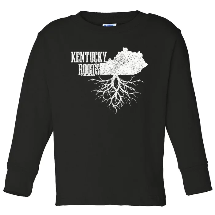 Kentucky Roots Vintage Usa Patriotic Pride State Map Toddler Long Sleeve Shirt