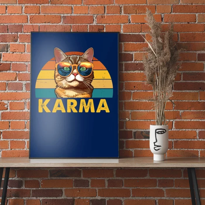 Karma Retro Vintage Sunset Cat Poster