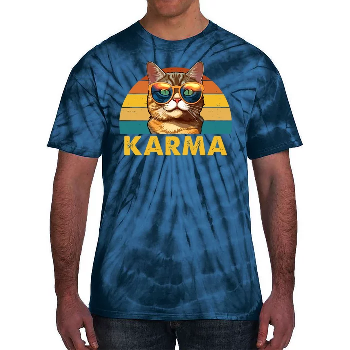 Karma Retro Vintage Sunset Cat Tie-Dye T-Shirt