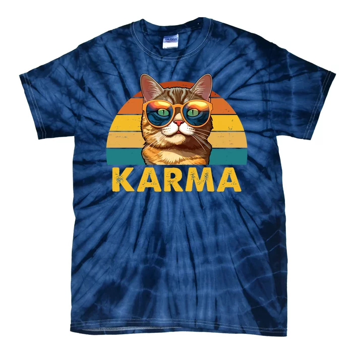 Karma Retro Vintage Sunset Cat Tie-Dye T-Shirt