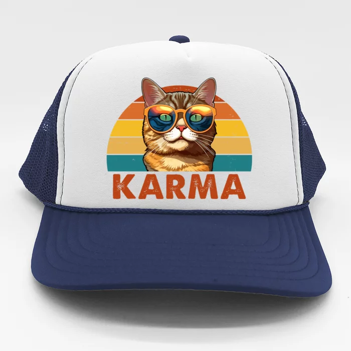 Karma Retro Vintage Sunset Cat Trucker Hat