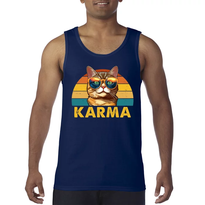 Karma Retro Vintage Sunset Cat Tank Top