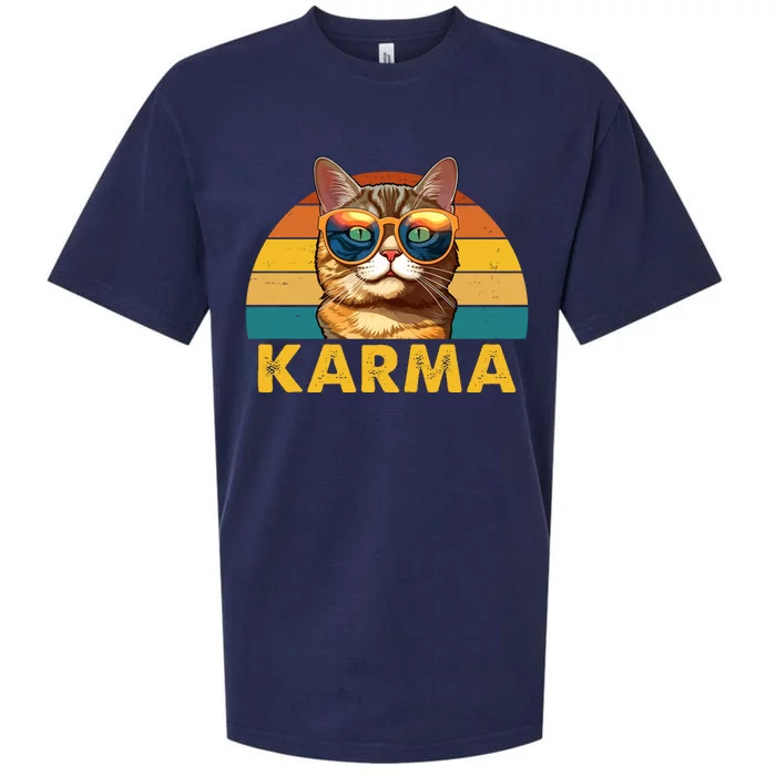 Karma Retro Vintage Sunset Cat Sueded Cloud Jersey T-Shirt